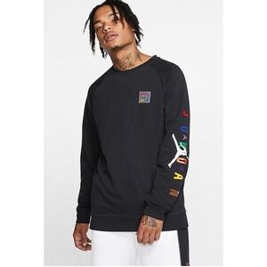 Nike Air Jordan Sport DNA Fleece Crew Sweatshirt Size Small Black